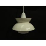 A Louis Poulsen two tiered ceiling pendant light, type No.18352 in white. 27cm diameter