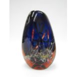 A Czech glass vase by Pavel Hlava c1960's, blue with white and multi coloured inclusions, bubbles