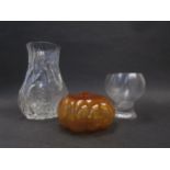 German glass etc to include Villeroy & Boch pumpkin, Rosenthal goblet vase, a bark textured Ingis