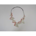 A 1980's geometric acrylic broken tile statement necklace