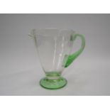 A Whitefriars Glass large green jug by William Wilson, polished pontil to base, 20cm high