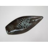 A Poole Aegean fish pattern spear shaped dish. 44cm long