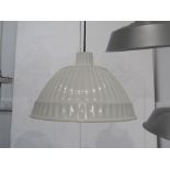 An Italian Fontane Arte white pendant light with fluted detail. 45cm diameter