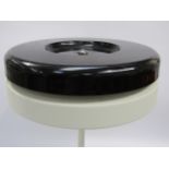 A late 20th Century black and white desk table lamp with wide shade. 37cm diameter x 48cm high