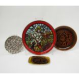 Four various Poole dishes including Aegean, Black Pebble and Medieval Calender series plate. Largest