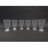 A set of six Riihimaki Lasi of Finland press moulded stepped glasses in clear glass. 12.5cm high