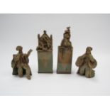 A collection of studio pottery stylised figures. Tallest 13.5cm