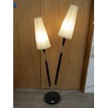 A Mid Century double stemmed floor light with original shades, (full rewire and PAT tested with a