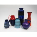 A collection of West German pottery to include Scheurich, Dumler & Breiden, Strehler etc in blues,