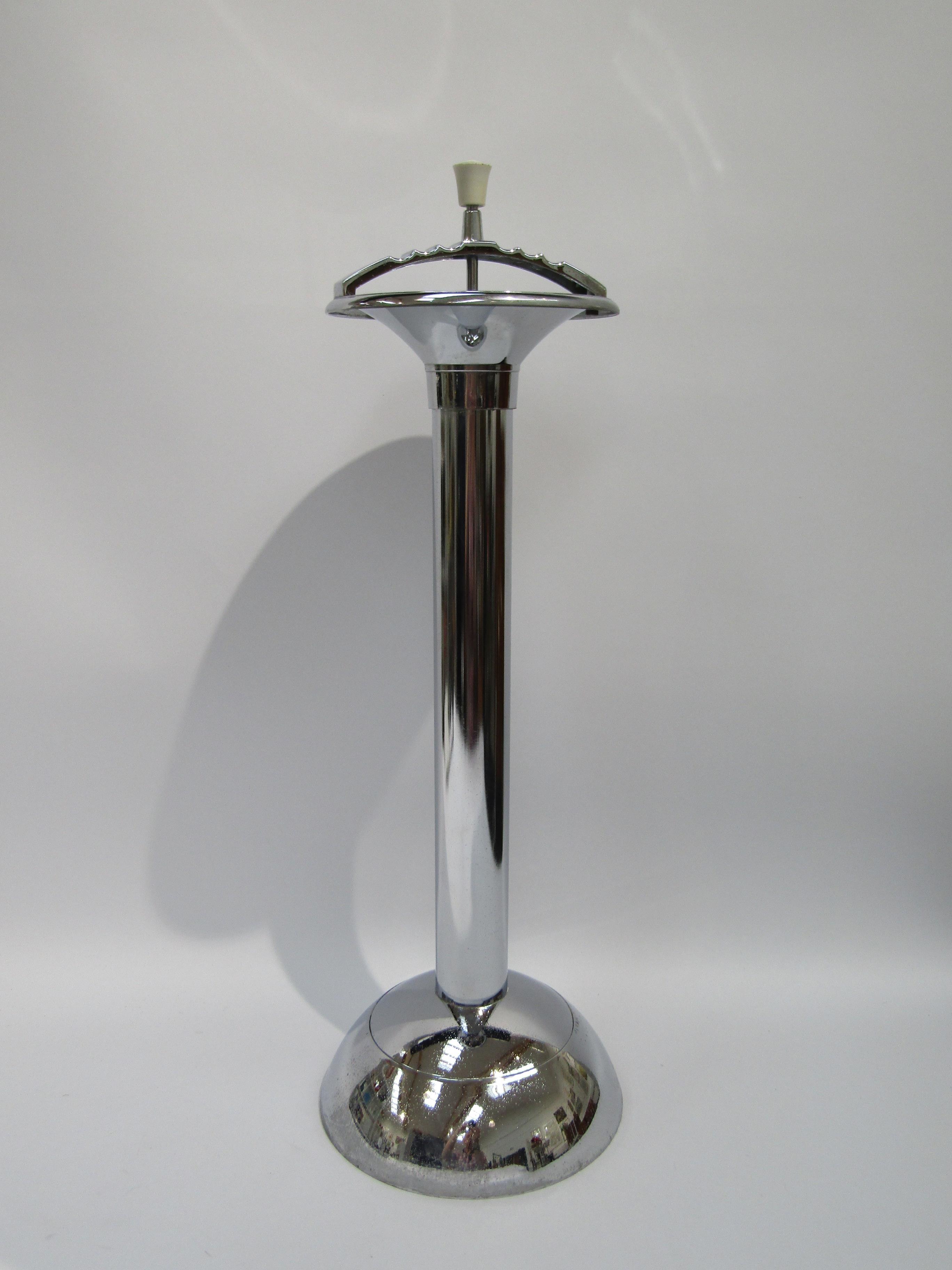 A 1960's chromed ashtray stand, 57cm high