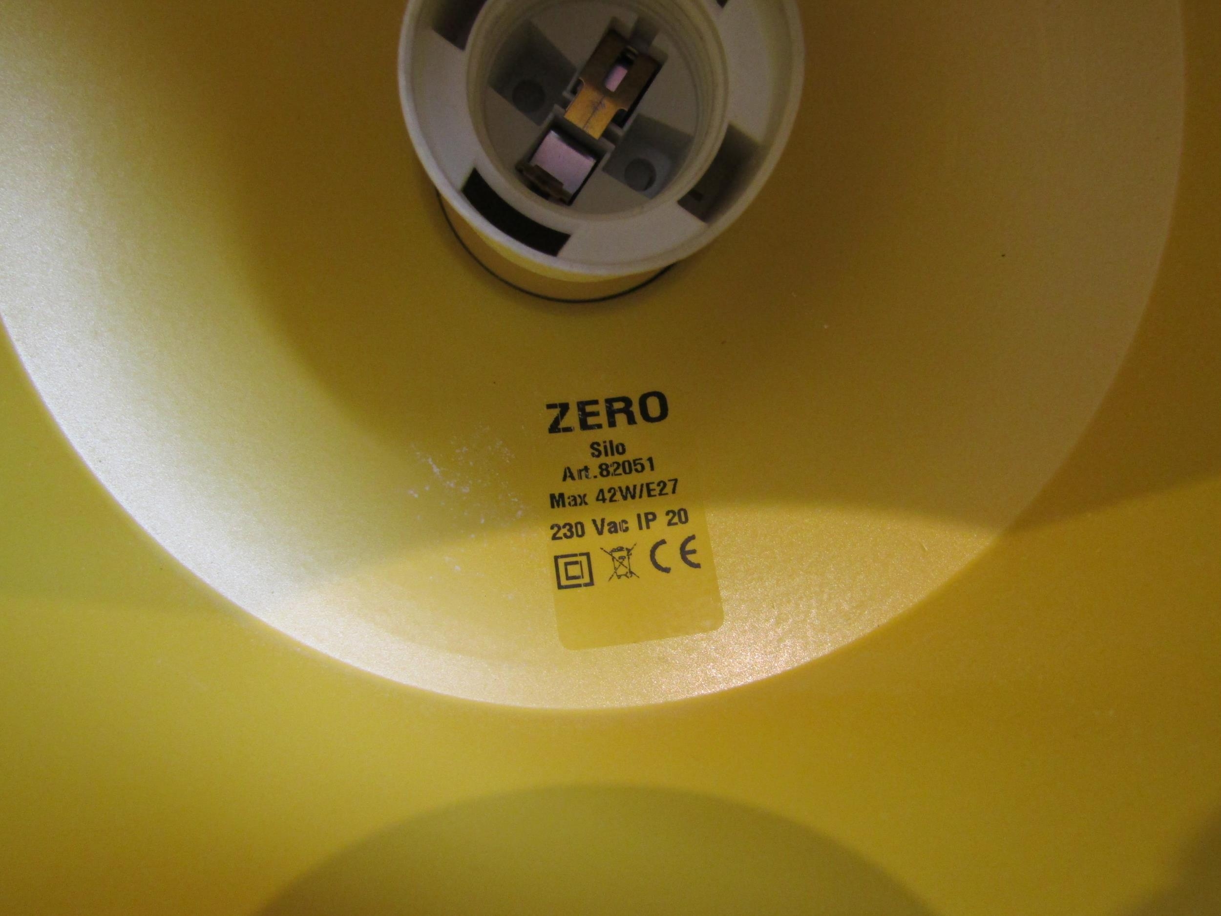 A set of four yellow ceiling pendant lights, 'zero silo' 15cm diameter - Image 2 of 2