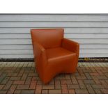 An Italian leather "Capri" lounge chair by Boleri designed in the 1990's by Hannes Wettstein. 67cm x