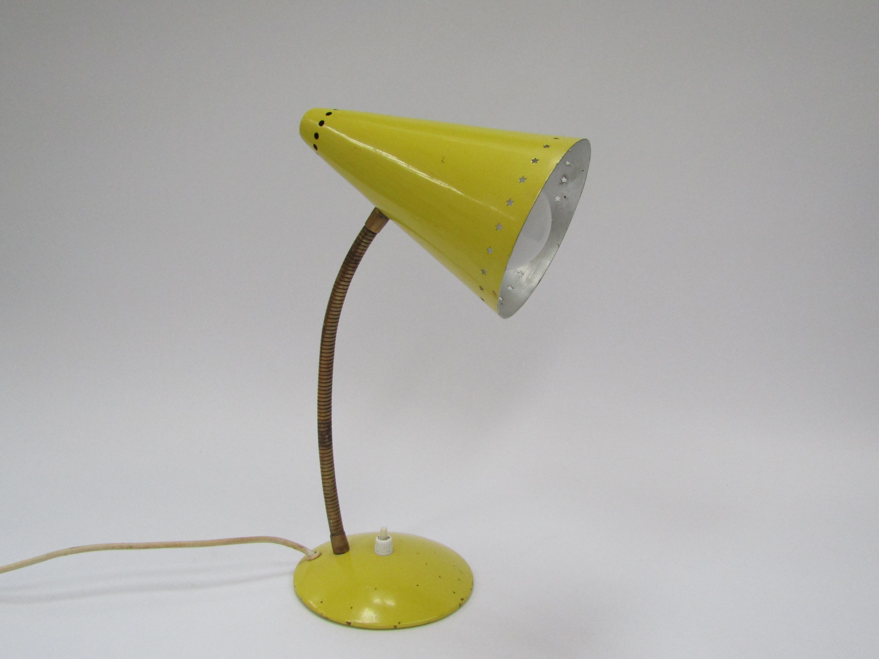 A 1960's yellow desk lamp, 35cm high