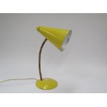 A 1960's yellow desk lamp, 35cm high
