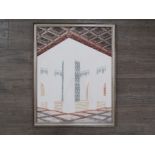 A framed limited edition contempary art print with image of a Mosque interior printed with