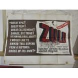 A 1960's UK Quad film poster for the first re-release of 'Zulu' starring Stanley Baker, Jack