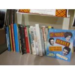 A collection Rock and Pop books including 'Hit Parade Heroes', 'Sex & Drugs and Rock & Roll,' 'Dylan