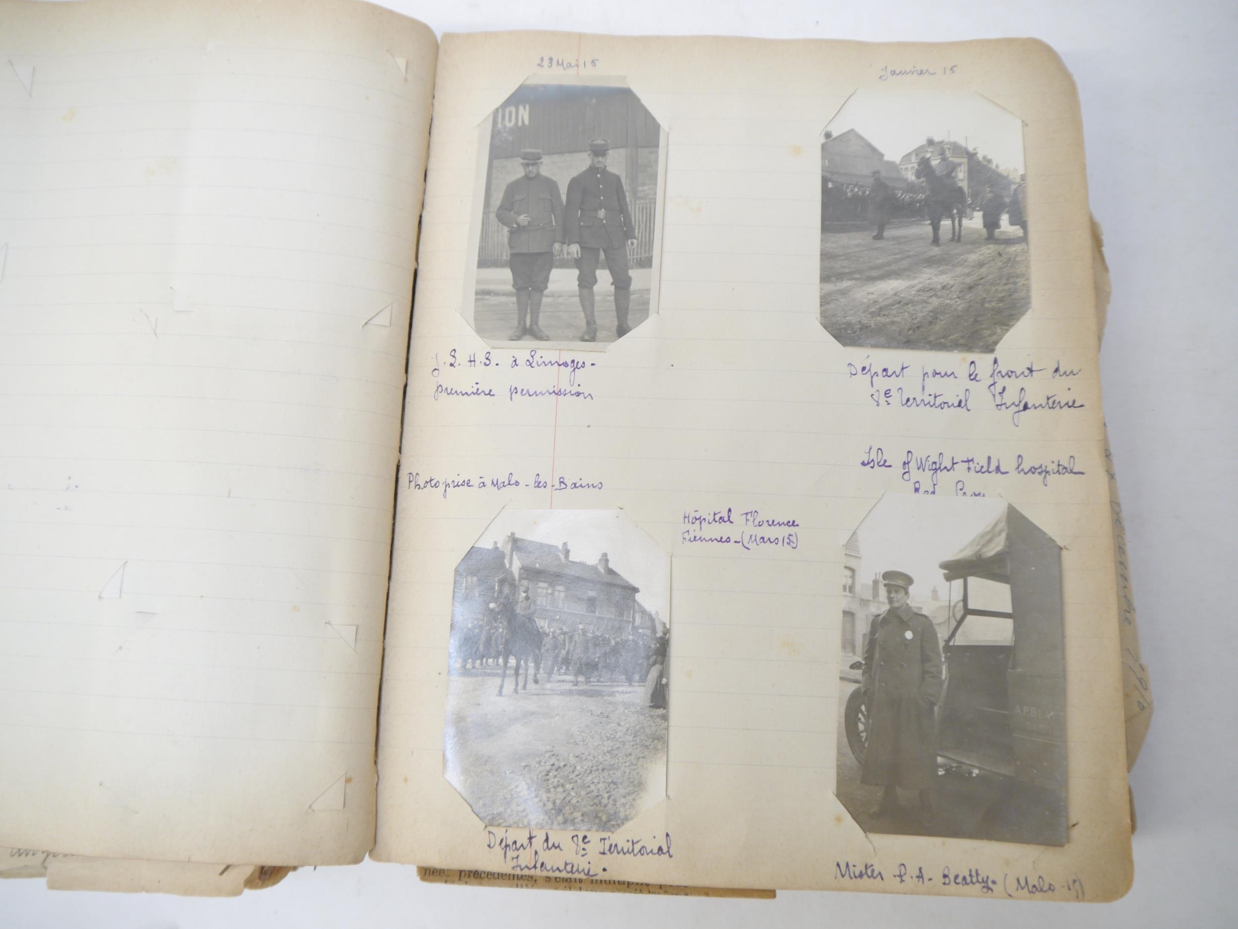 A World War 1 souvenir album containing photographs, postcards, manuscript pen & ink sketches and - Image 44 of 73