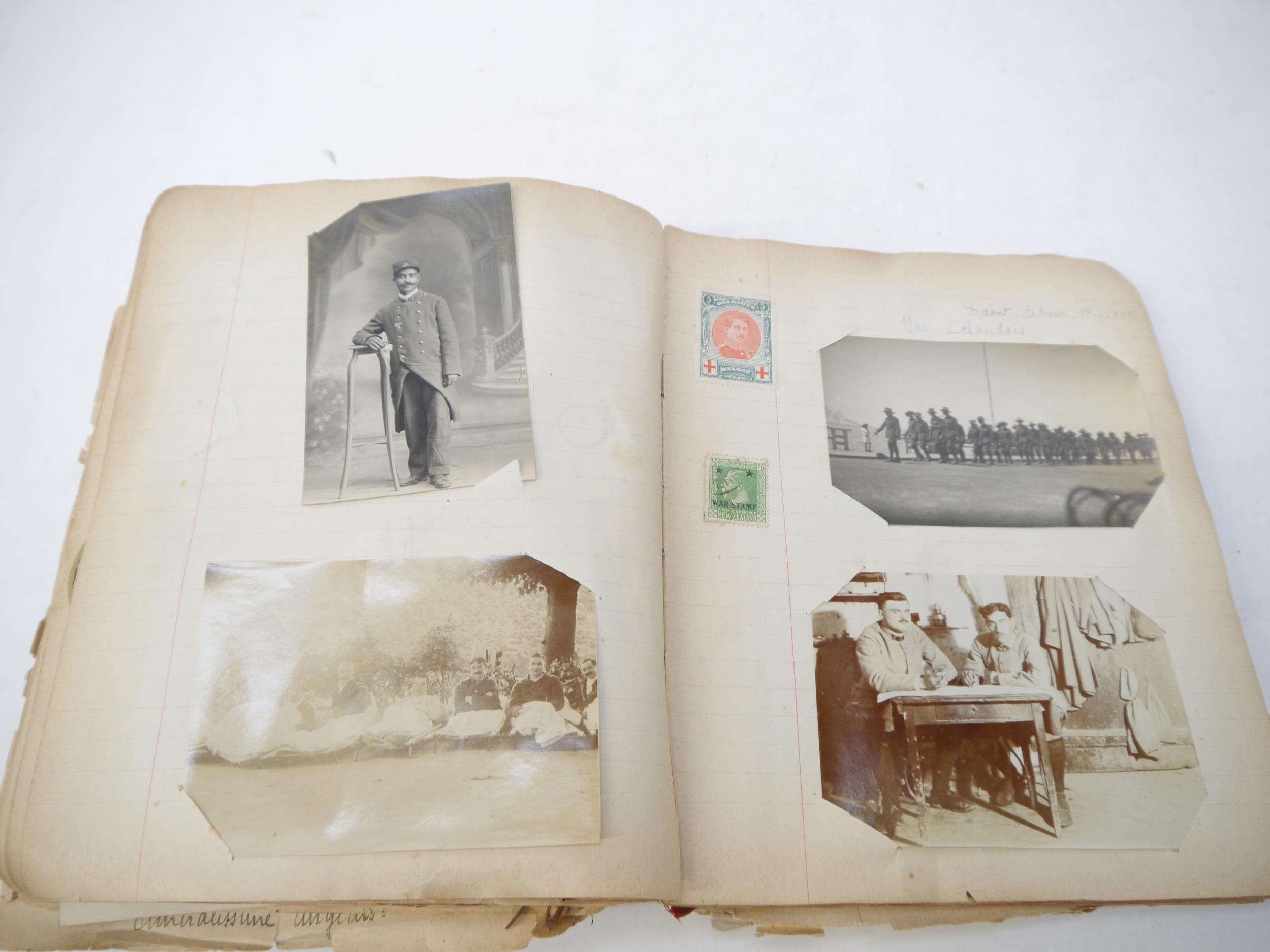 A World War 1 souvenir album containing photographs, postcards, manuscript pen & ink sketches and - Image 60 of 73