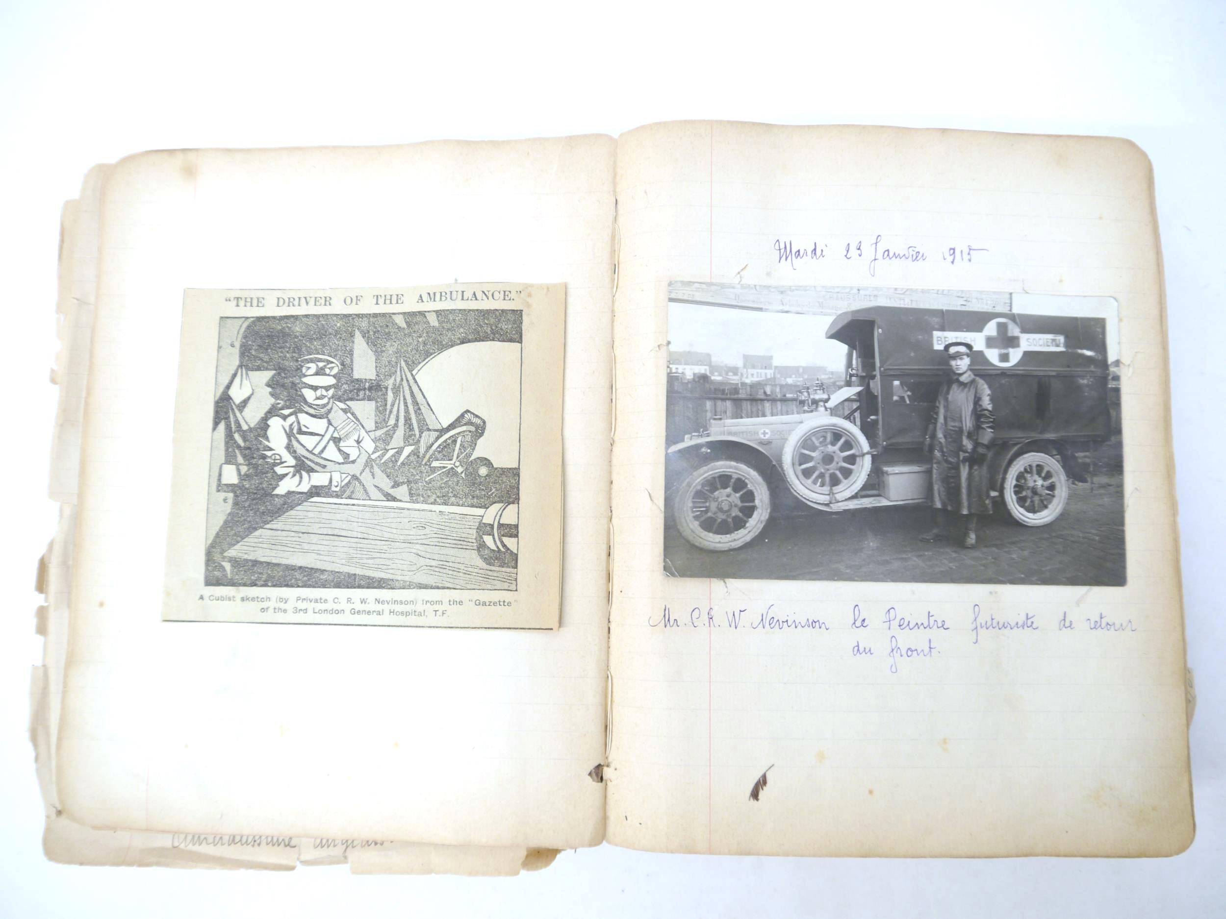 A World War 1 souvenir album containing photographs, postcards, manuscript pen & ink sketches and