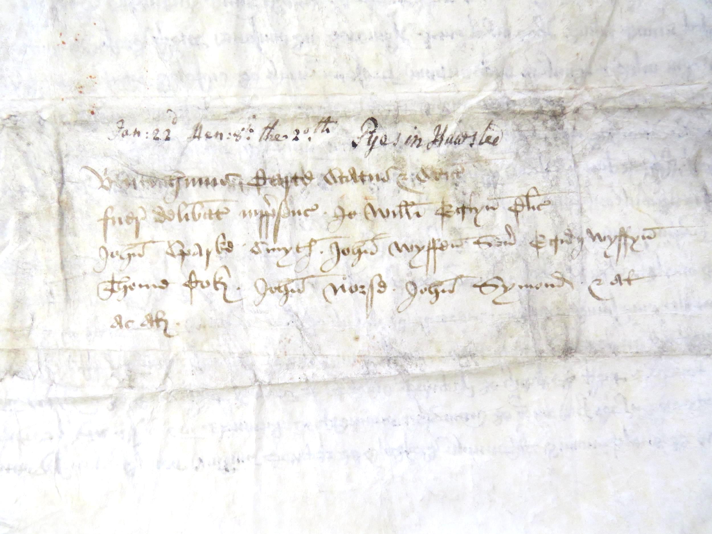 Grant by feoffees in fulfilment of a will; 22 Jan 1529 William Cowper of Bradfield St George ( - Image 11 of 13