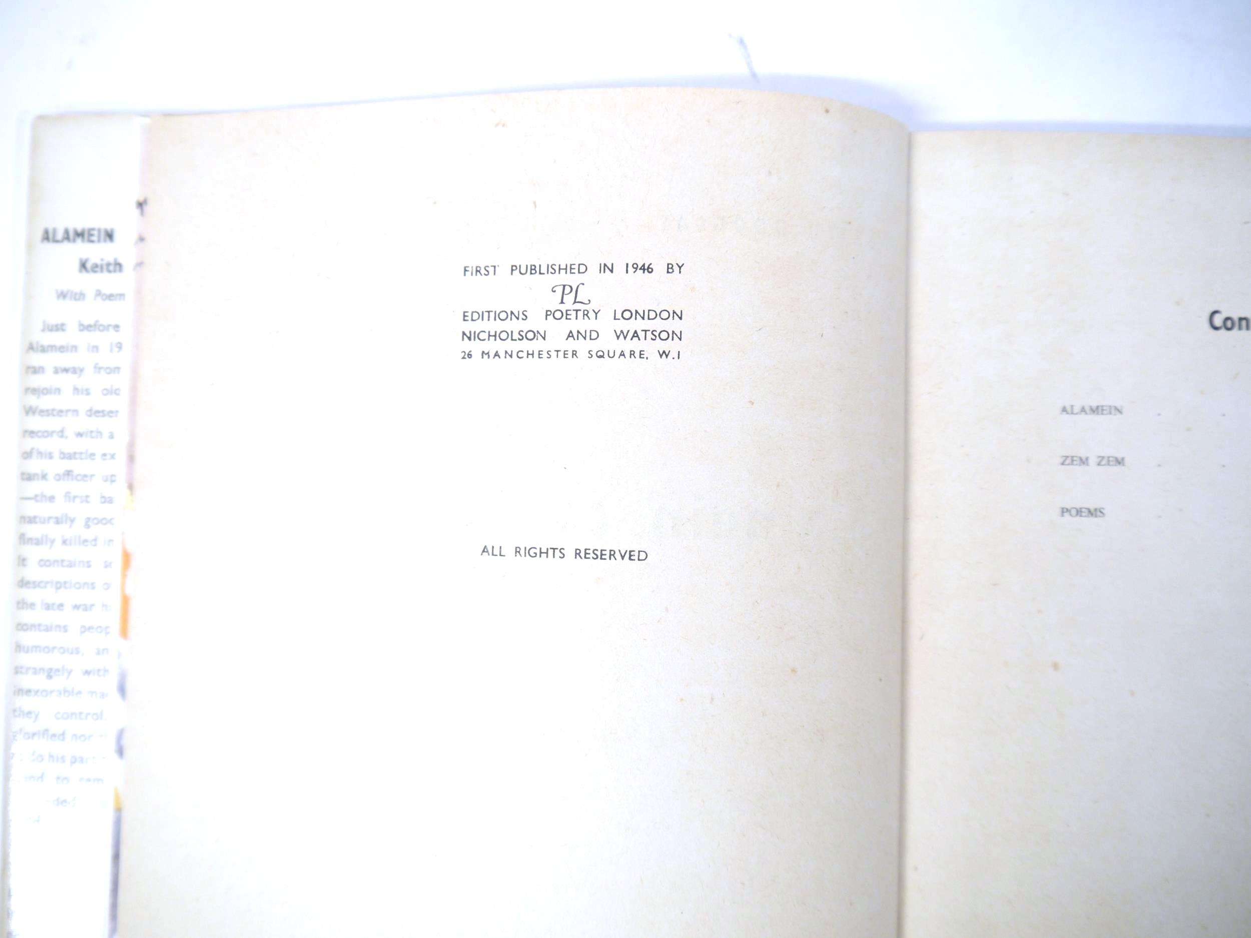 Keith Douglas, 2 titles: 'Alamein to Zem Zem', London, Editions Poetry London, 1946, 1st edition, - Image 7 of 11