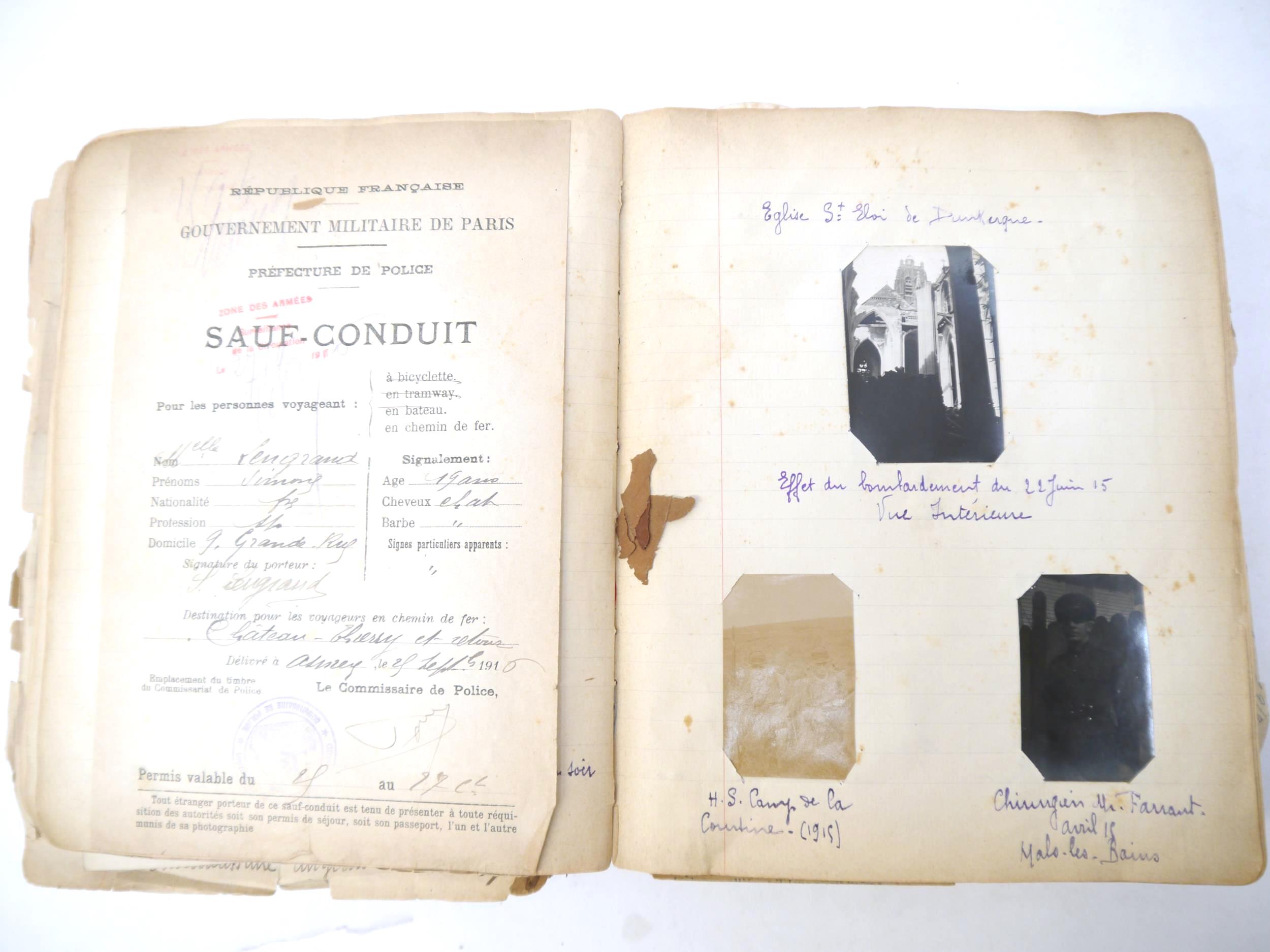 A World War 1 souvenir album containing photographs, postcards, manuscript pen & ink sketches and - Image 27 of 73