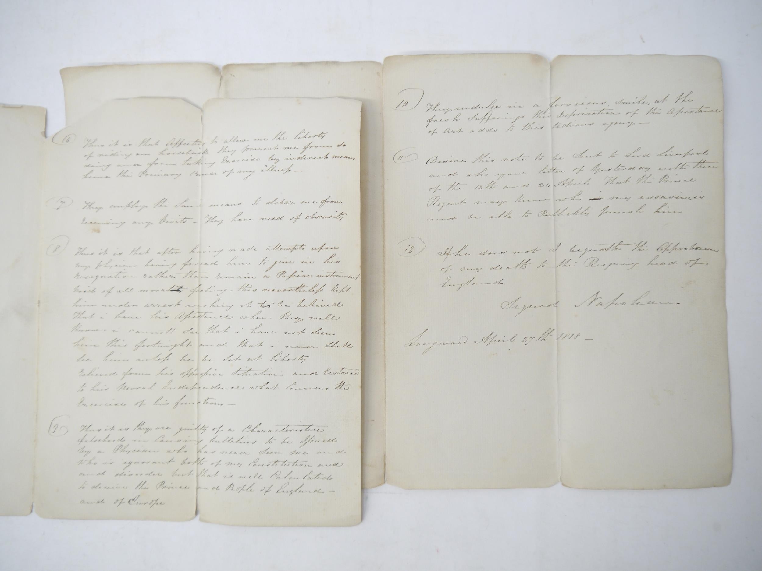 NAPOLEON ON ST HELENA, a collection of manuscript papers relating to the exile of Napoleon I (1769- - Image 35 of 91