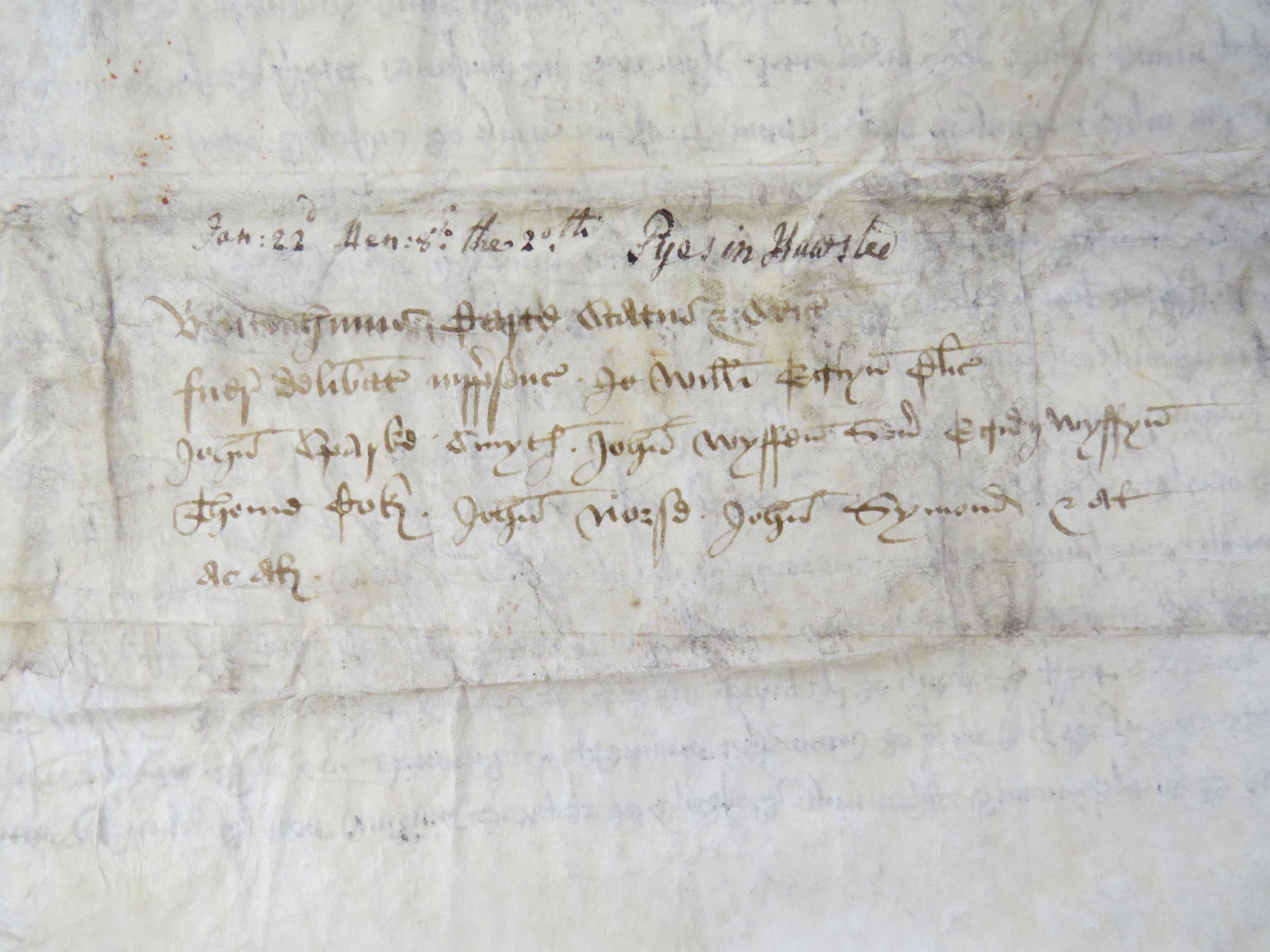 Grant by feoffees in fulfilment of a will; 22 Jan 1529 William Cowper of Bradfield St George ( - Image 10 of 13