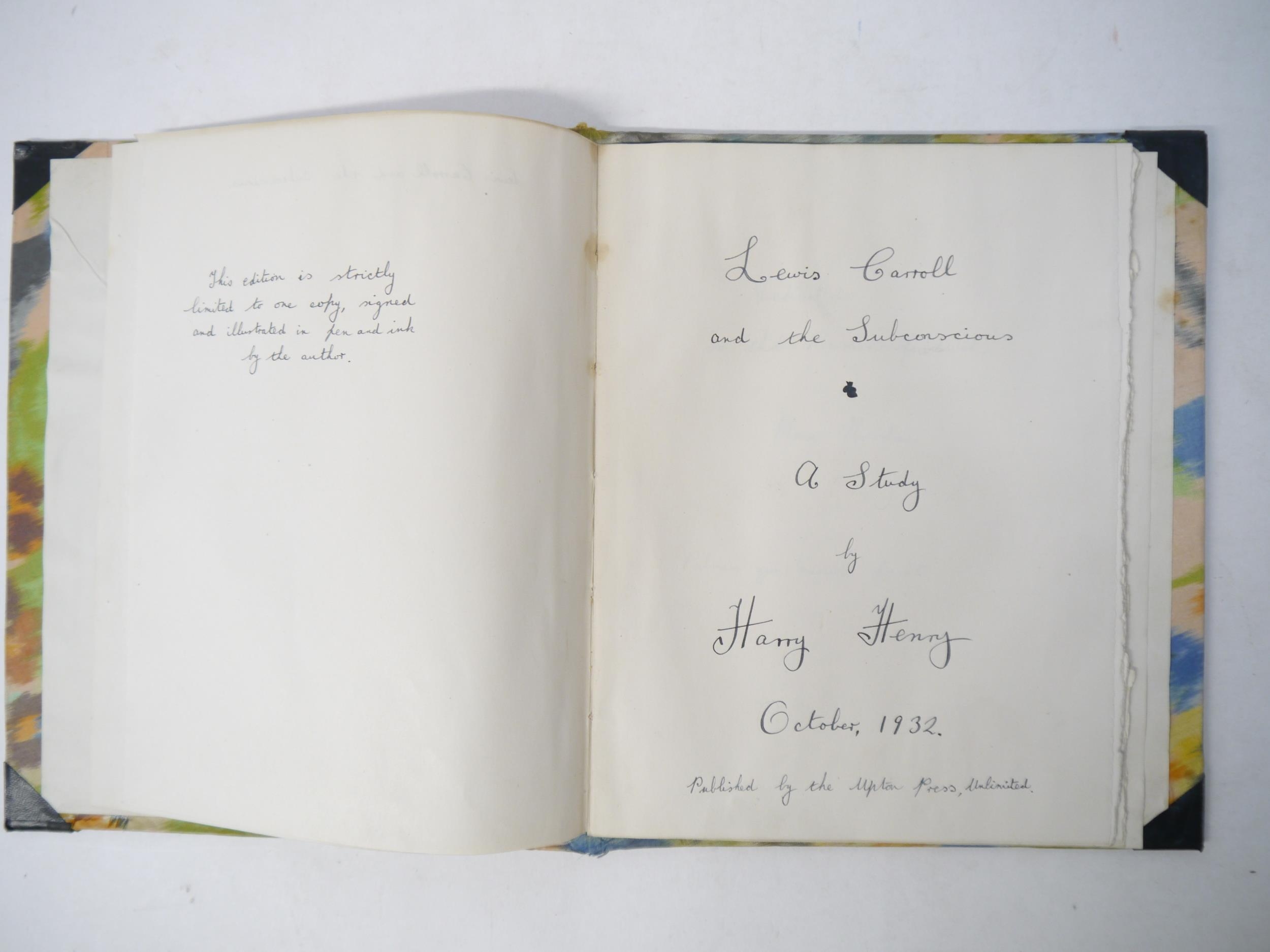 An original unpublished manuscript by Harry Henry (1916-2008), titled 'Lewis Carroll and the - Image 2 of 17