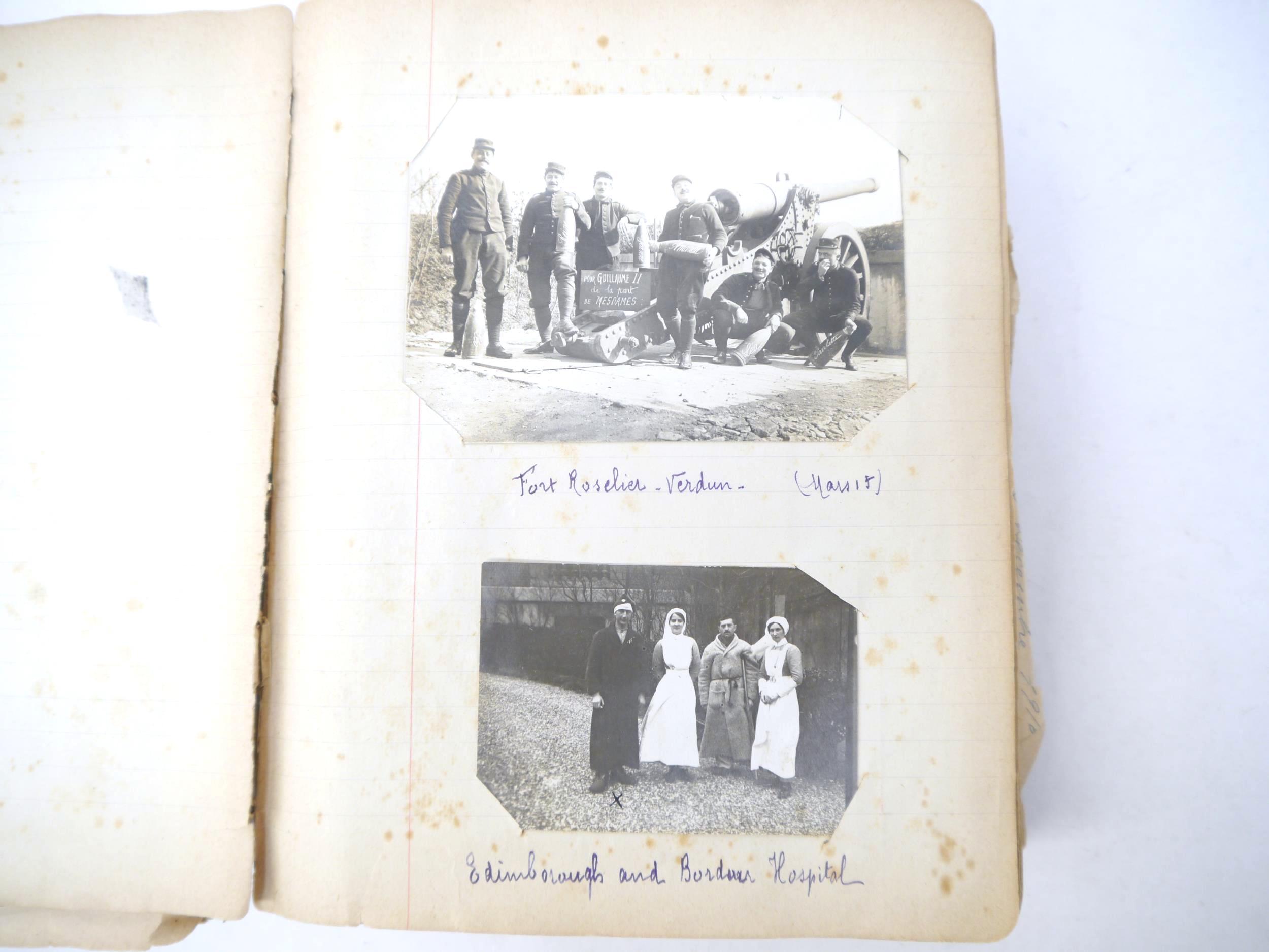 A World War 1 souvenir album containing photographs, postcards, manuscript pen & ink sketches and - Image 3 of 73
