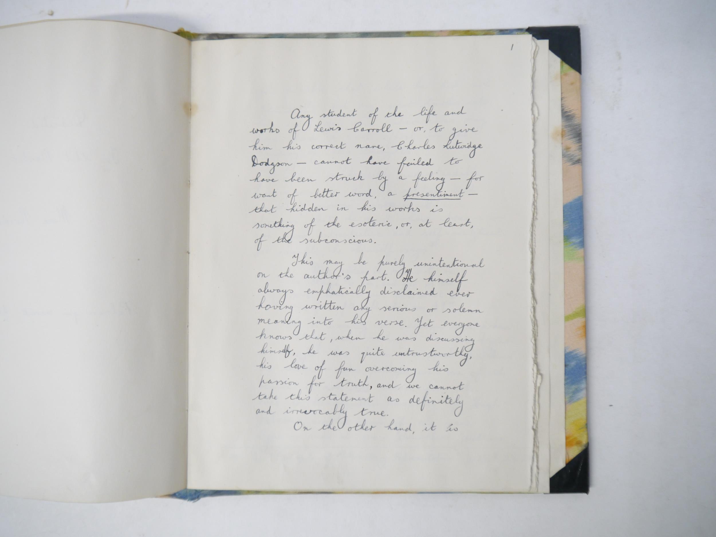 An original unpublished manuscript by Harry Henry (1916-2008), titled 'Lewis Carroll and the - Image 4 of 17
