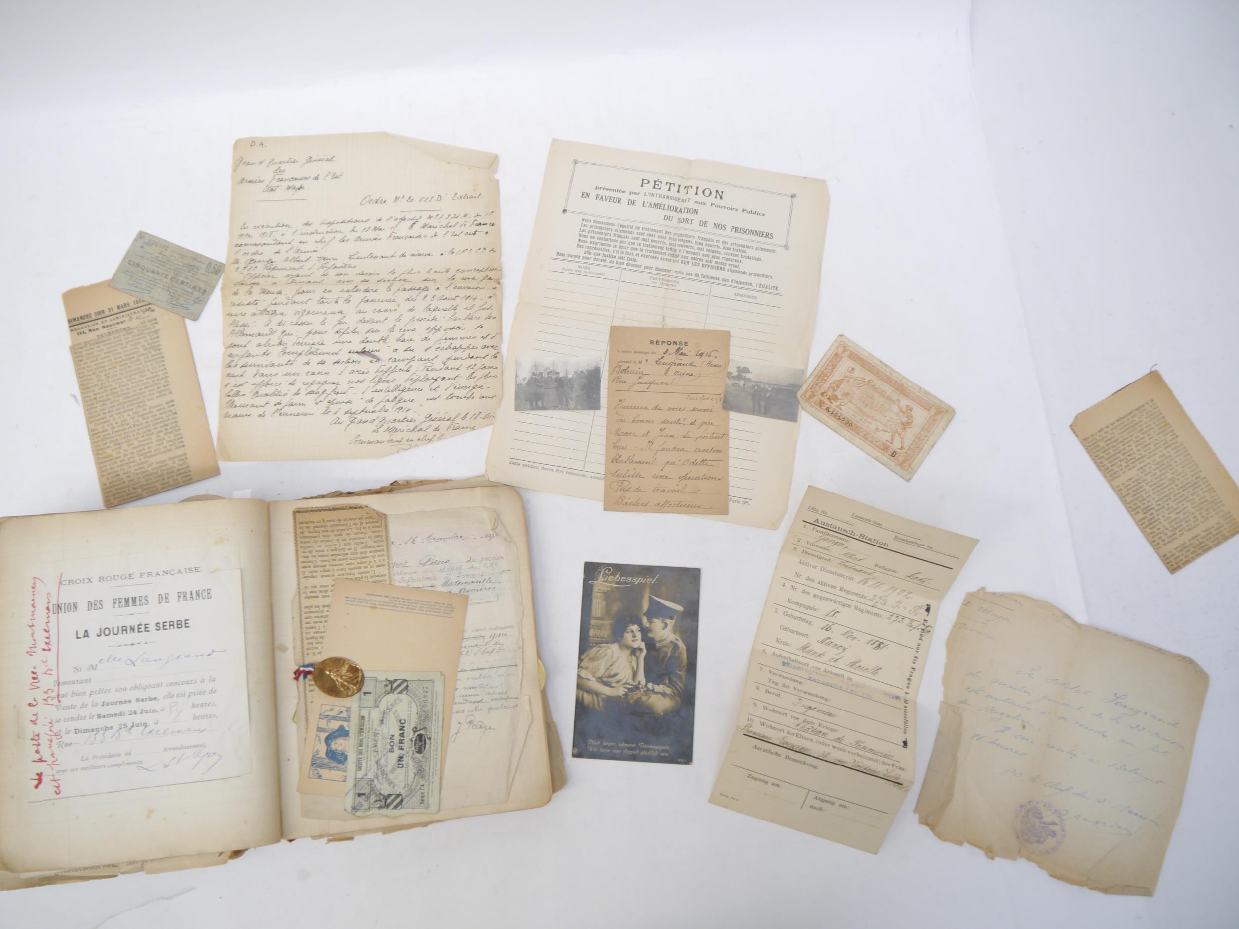 A World War 1 souvenir album containing photographs, postcards, manuscript pen & ink sketches and - Image 58 of 73