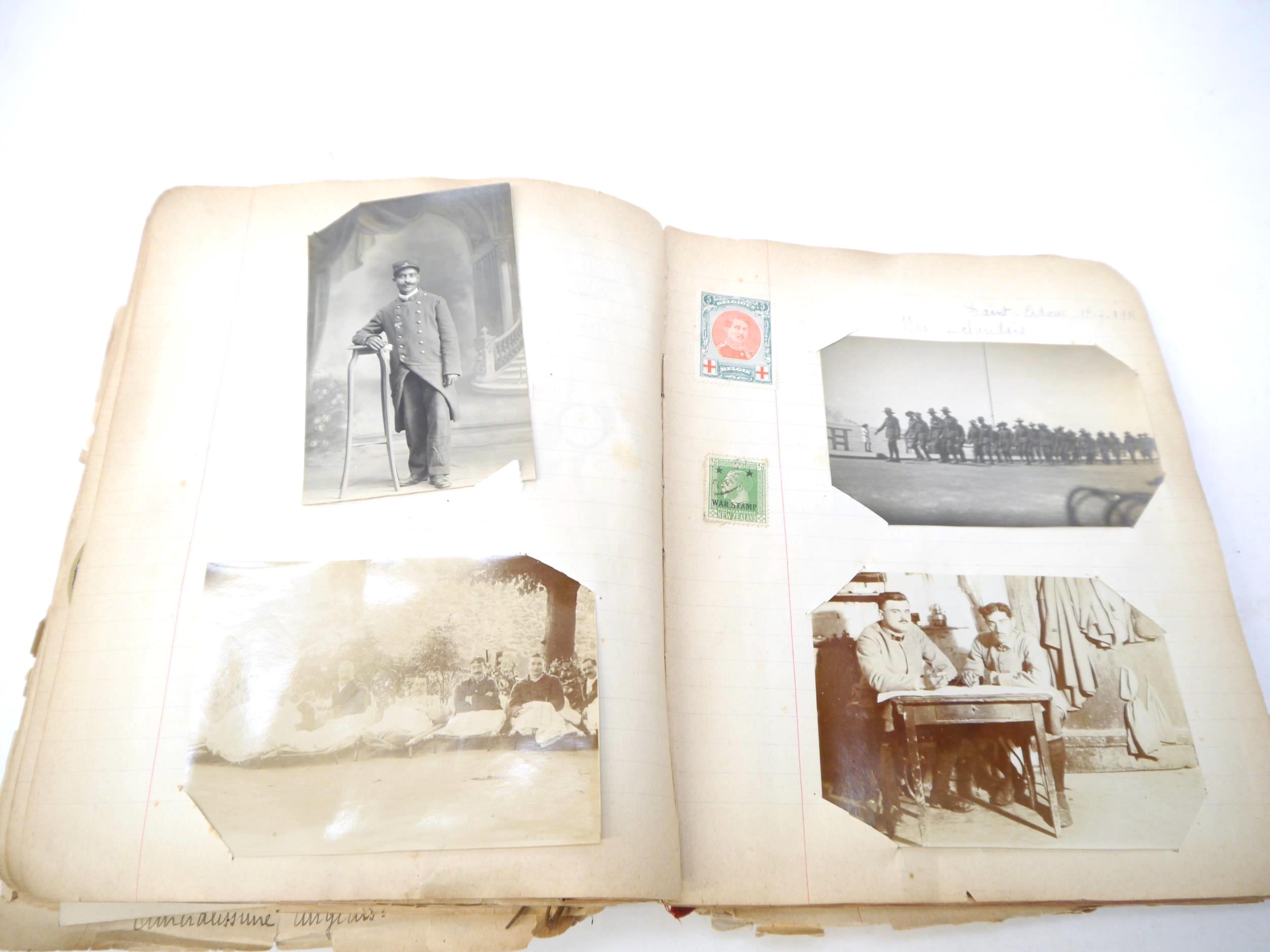 A World War 1 souvenir album containing photographs, postcards, manuscript pen & ink sketches and - Image 61 of 73