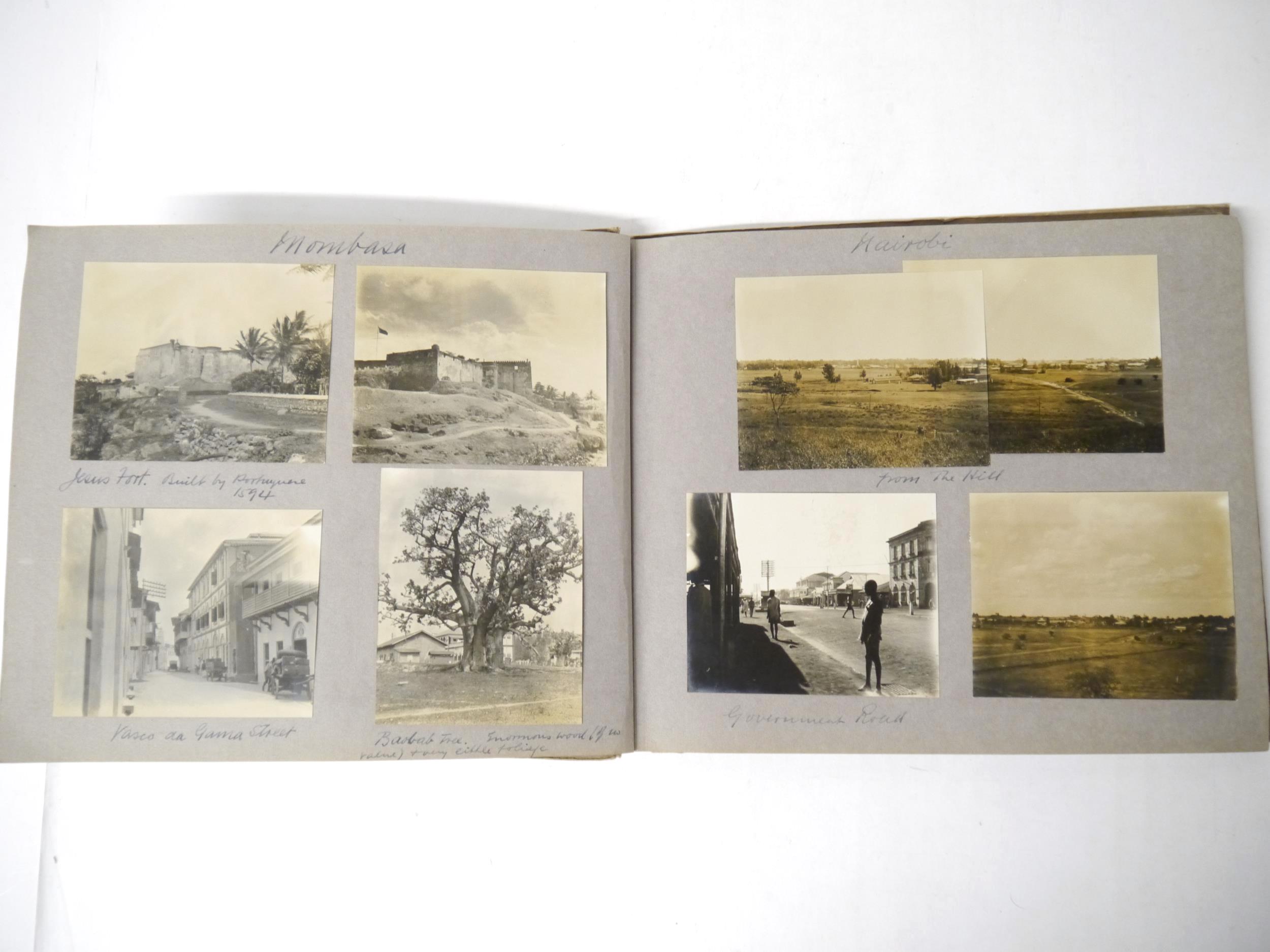 A photograph album of East Africa 1924-25, 130+ mounted photographs, mainly captioned, journey on SS