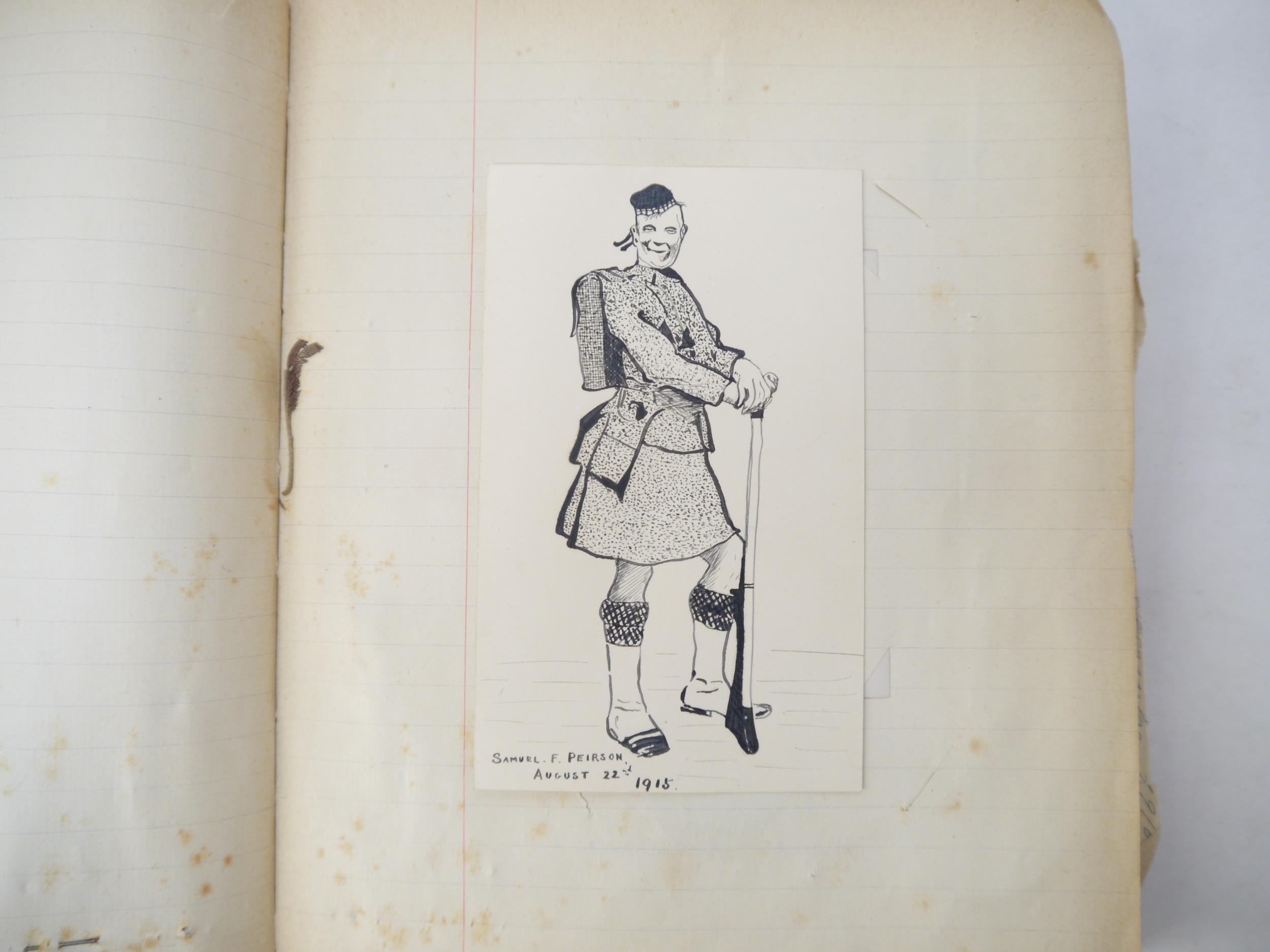 A World War 1 souvenir album containing photographs, postcards, manuscript pen & ink sketches and - Image 32 of 73