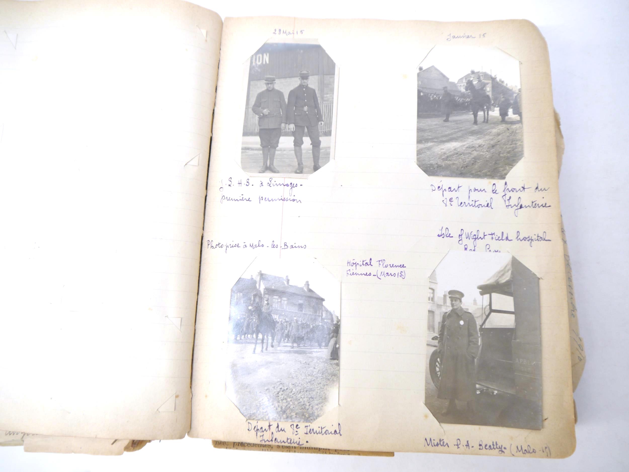 A World War 1 souvenir album containing photographs, postcards, manuscript pen & ink sketches and - Image 45 of 73