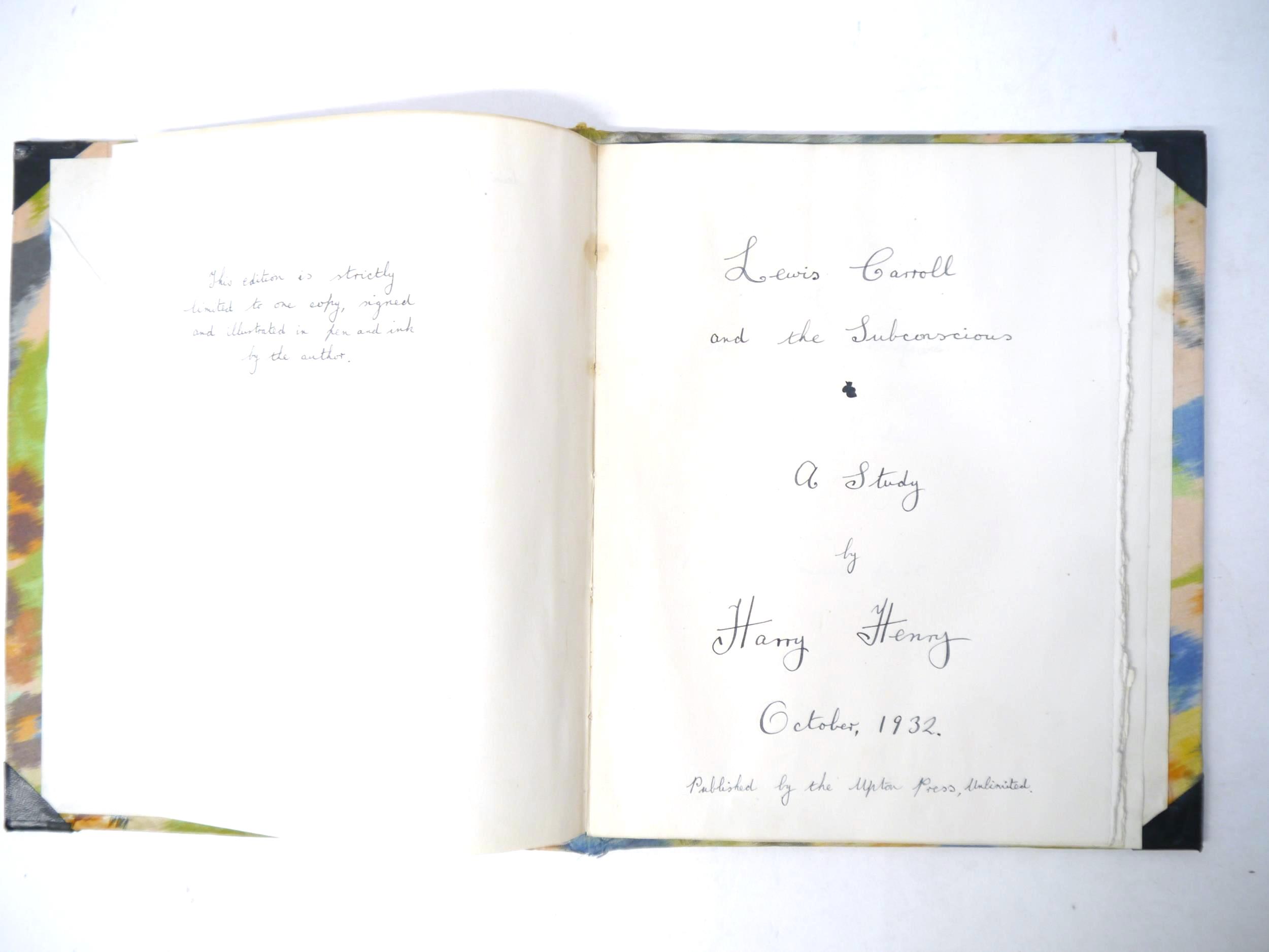 An original unpublished manuscript by Harry Henry (1916-2008), titled 'Lewis Carroll and the - Image 3 of 17