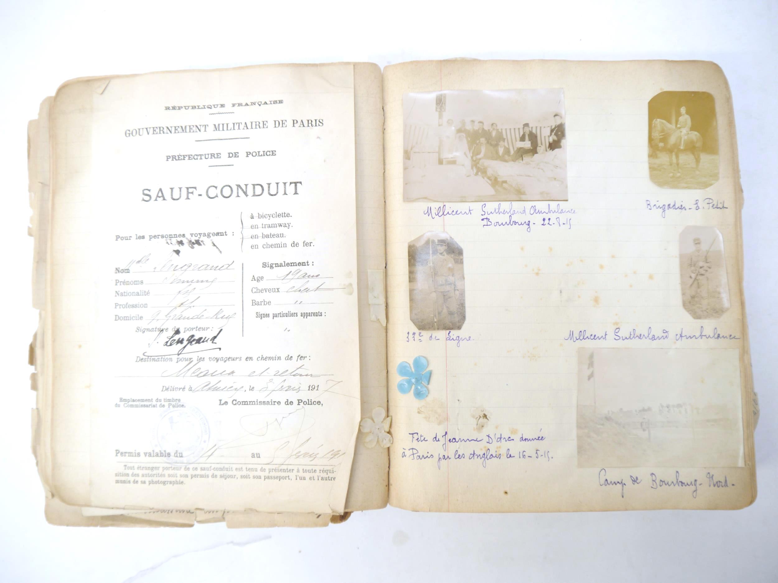 A World War 1 souvenir album containing photographs, postcards, manuscript pen & ink sketches and - Image 25 of 73