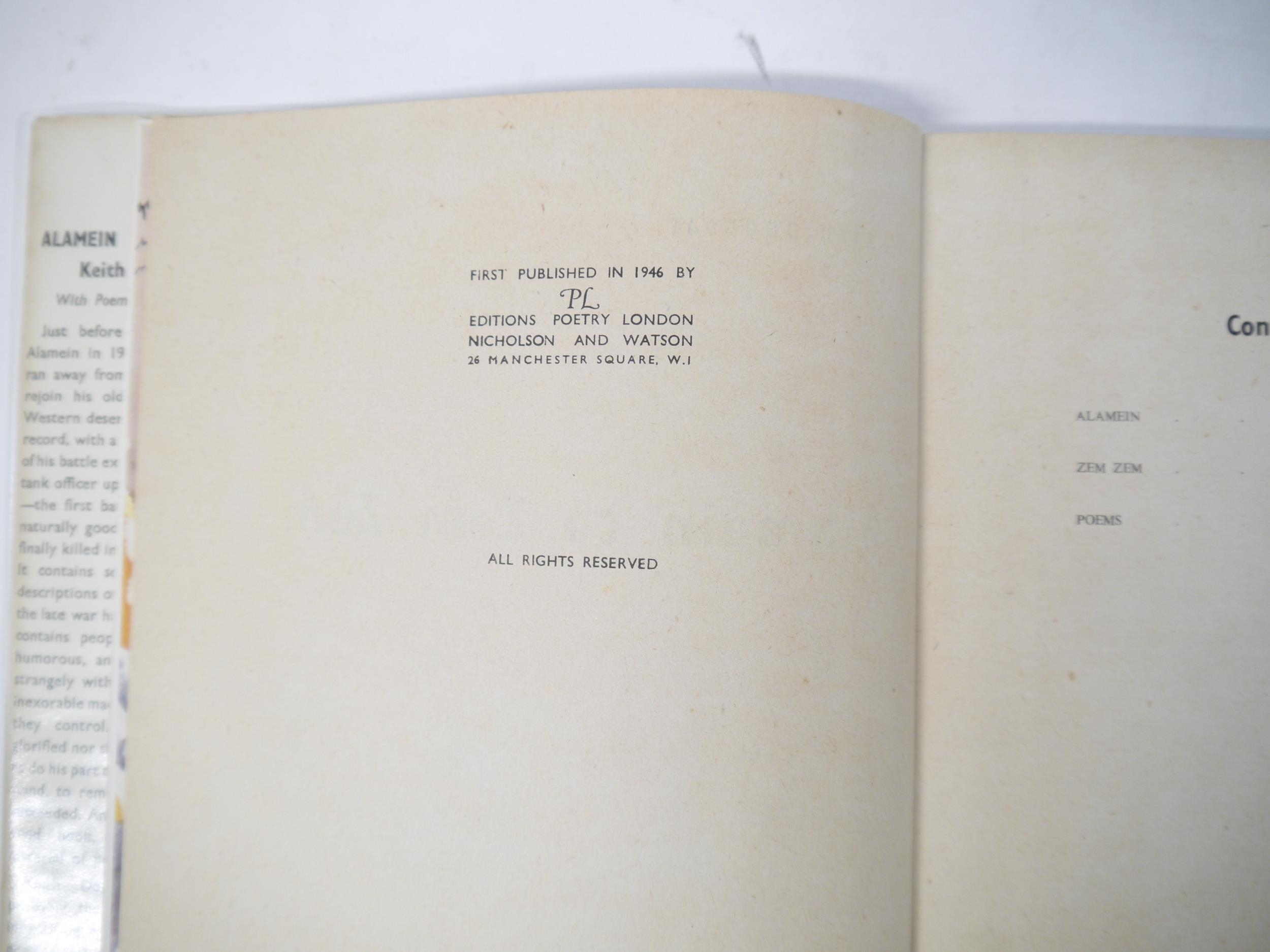 Keith Douglas, 2 titles: 'Alamein to Zem Zem', London, Editions Poetry London, 1946, 1st edition, - Image 6 of 11