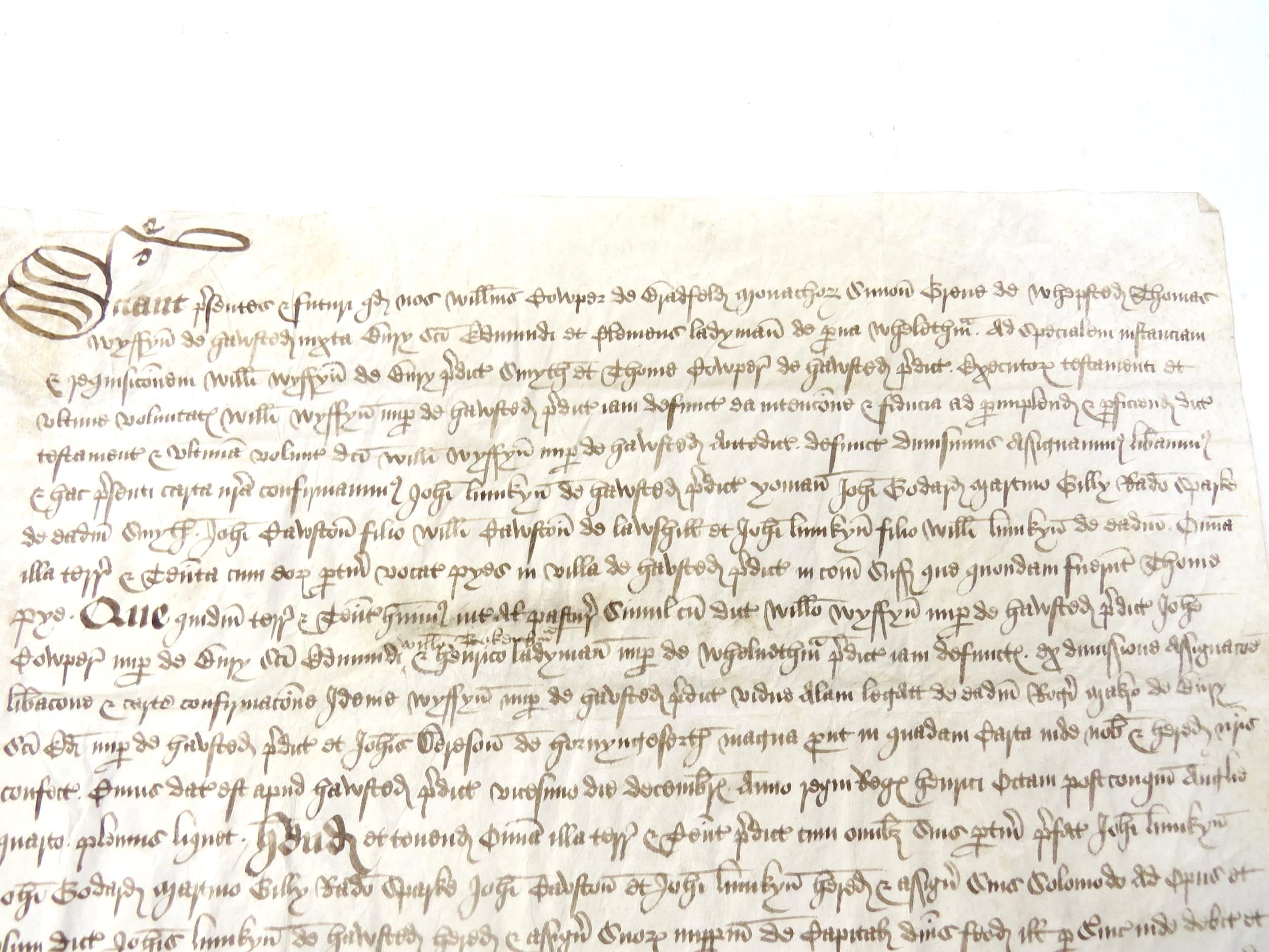 Grant by feoffees in fulfilment of a will; 22 Jan 1529 William Cowper of Bradfield St George ( - Image 5 of 13
