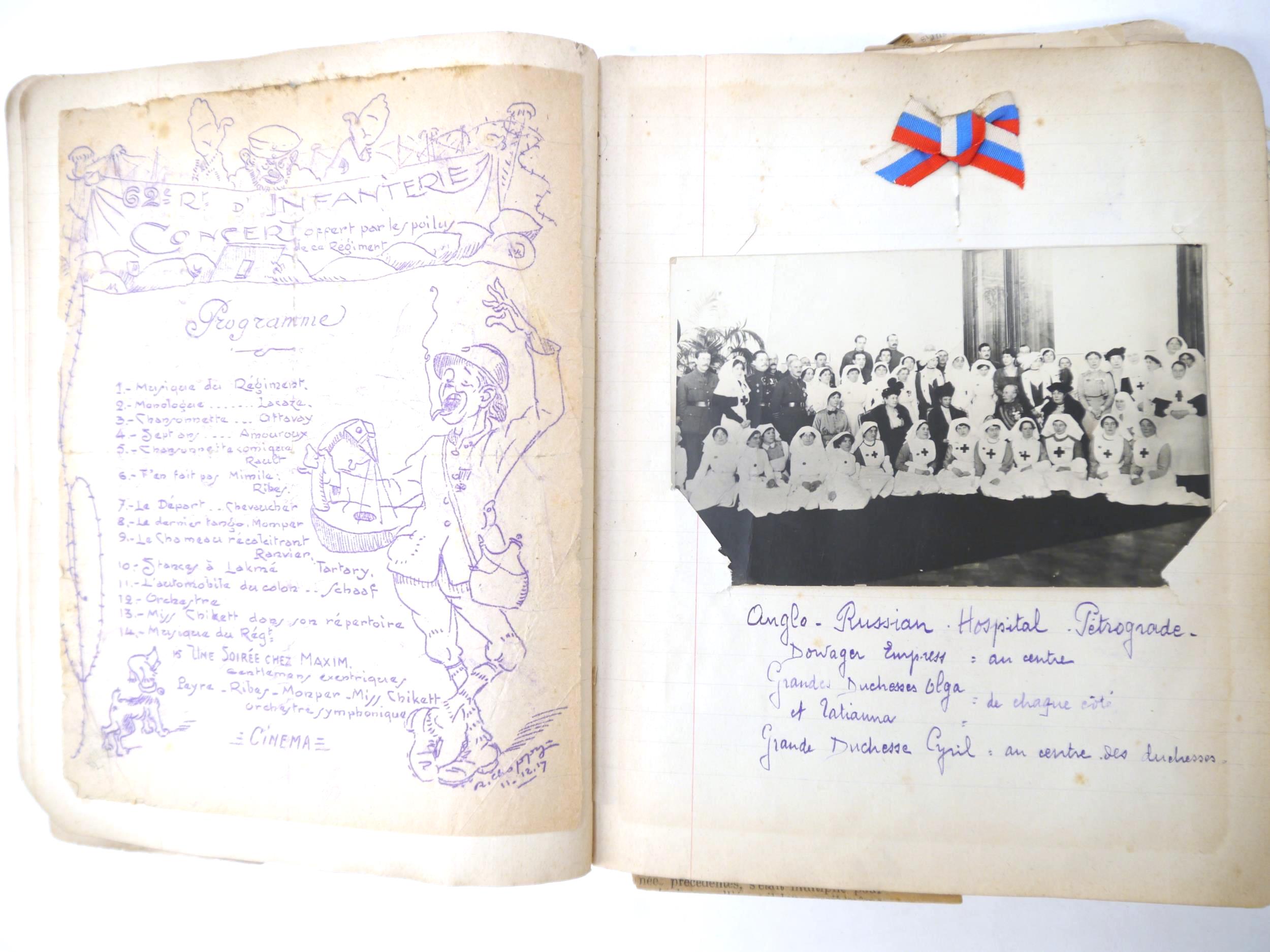 A World War 1 souvenir album containing photographs, postcards, manuscript pen & ink sketches and - Image 57 of 73