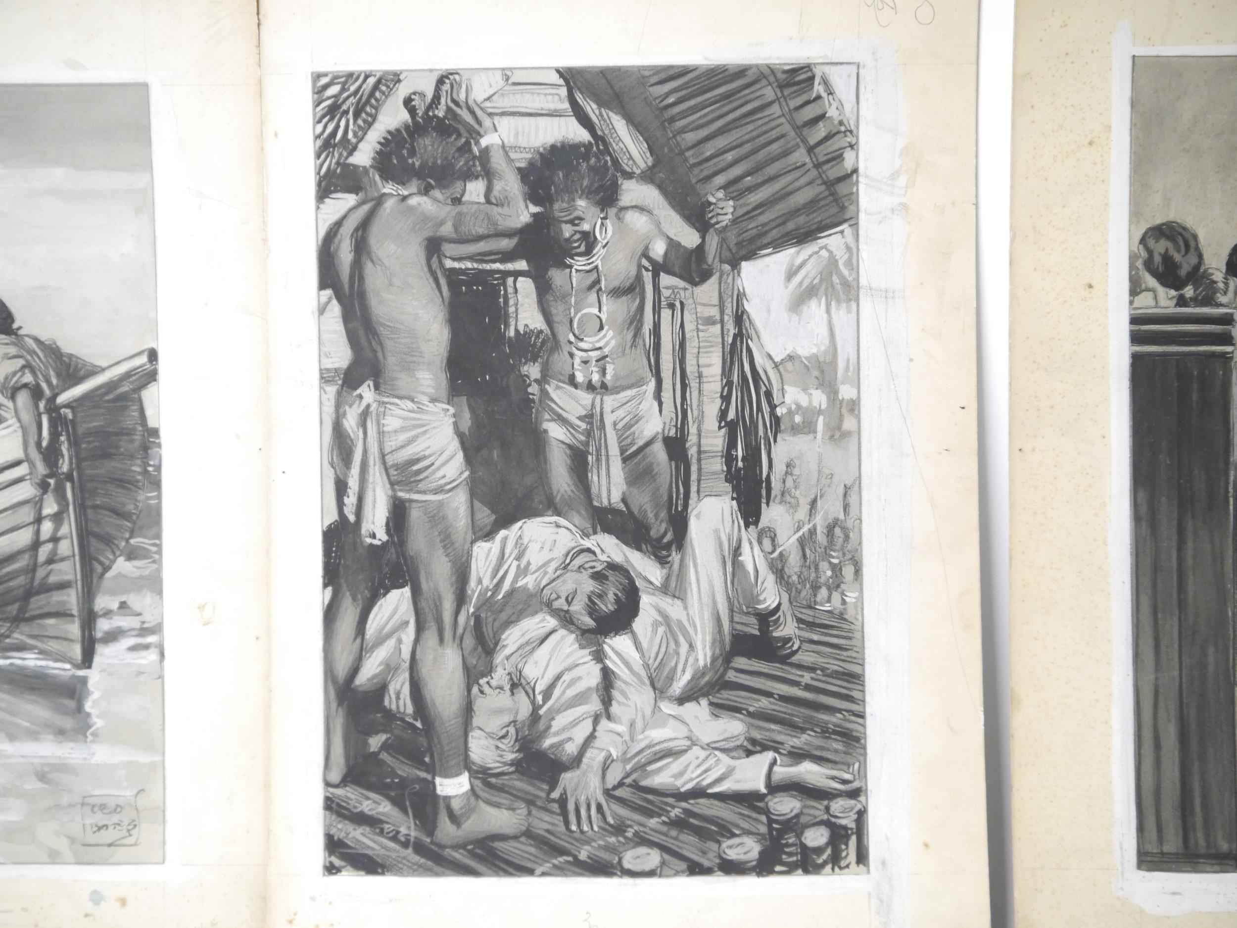 LEO BATES (1890-1957), three original pen, ink and wash illustrations on board, all appear to be - Image 6 of 9