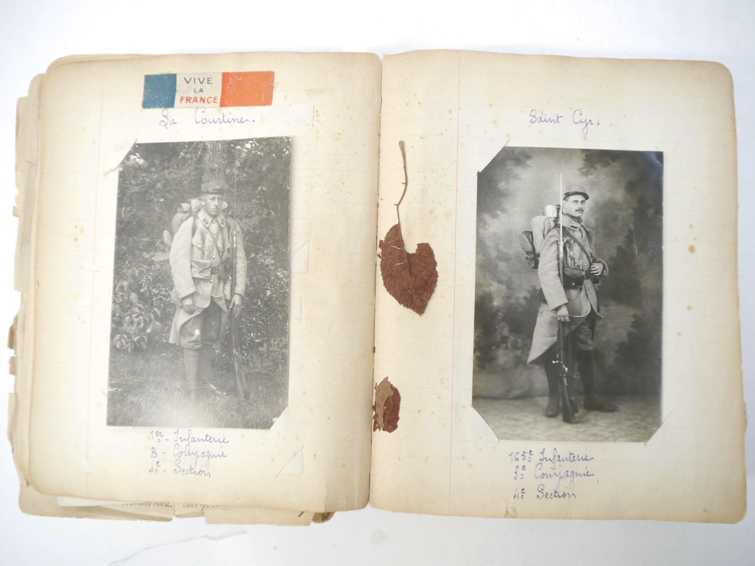 A World War 1 souvenir album containing photographs, postcards, manuscript pen & ink sketches and - Image 21 of 73