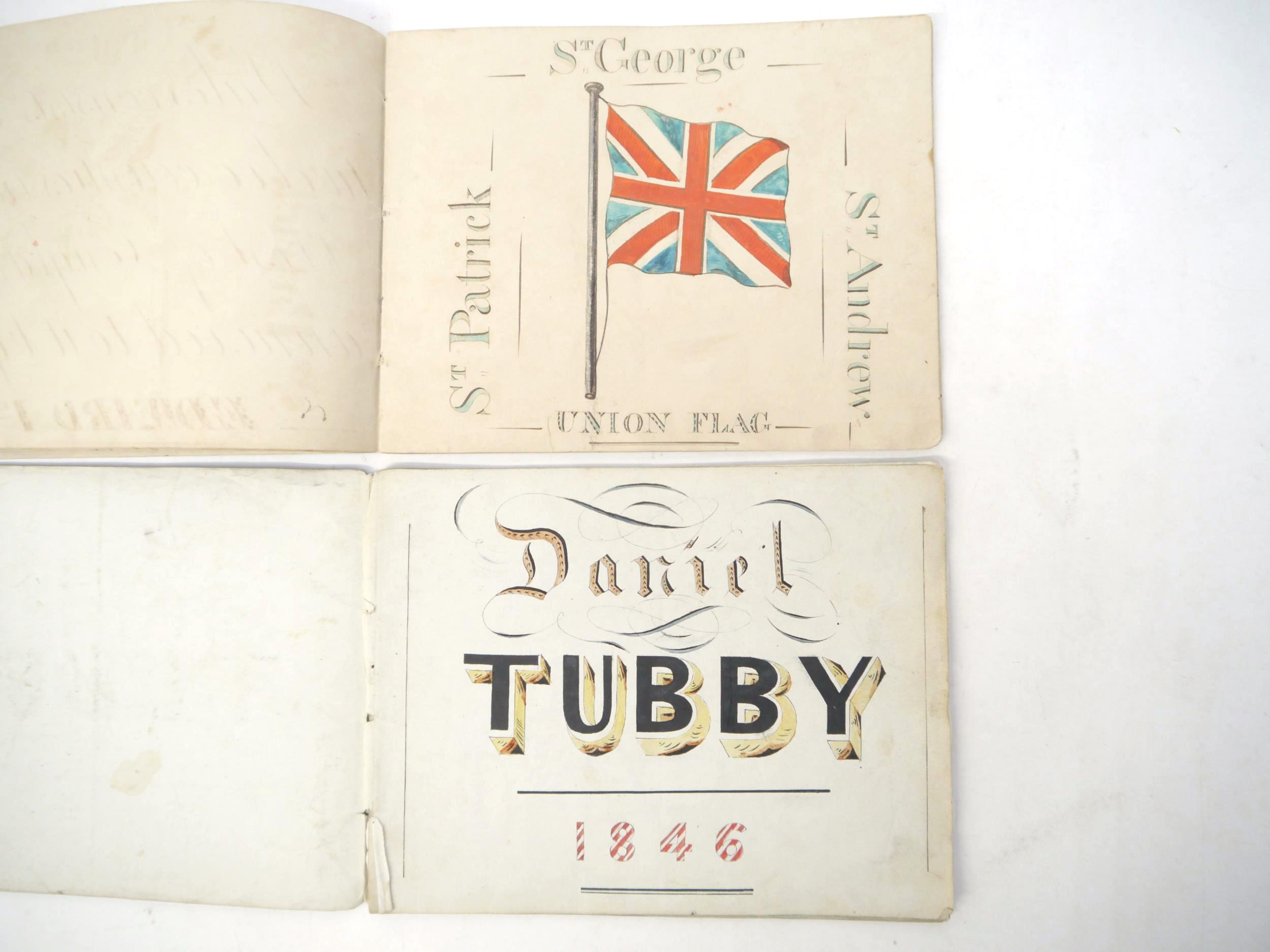 Two mid 19th Century manuscript exercise books containing well executed penmanship/