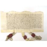 Feoffment (both halves of an indenture) for £10 6s 8d to be paid in instalments; 5 Nov 1424 Henry