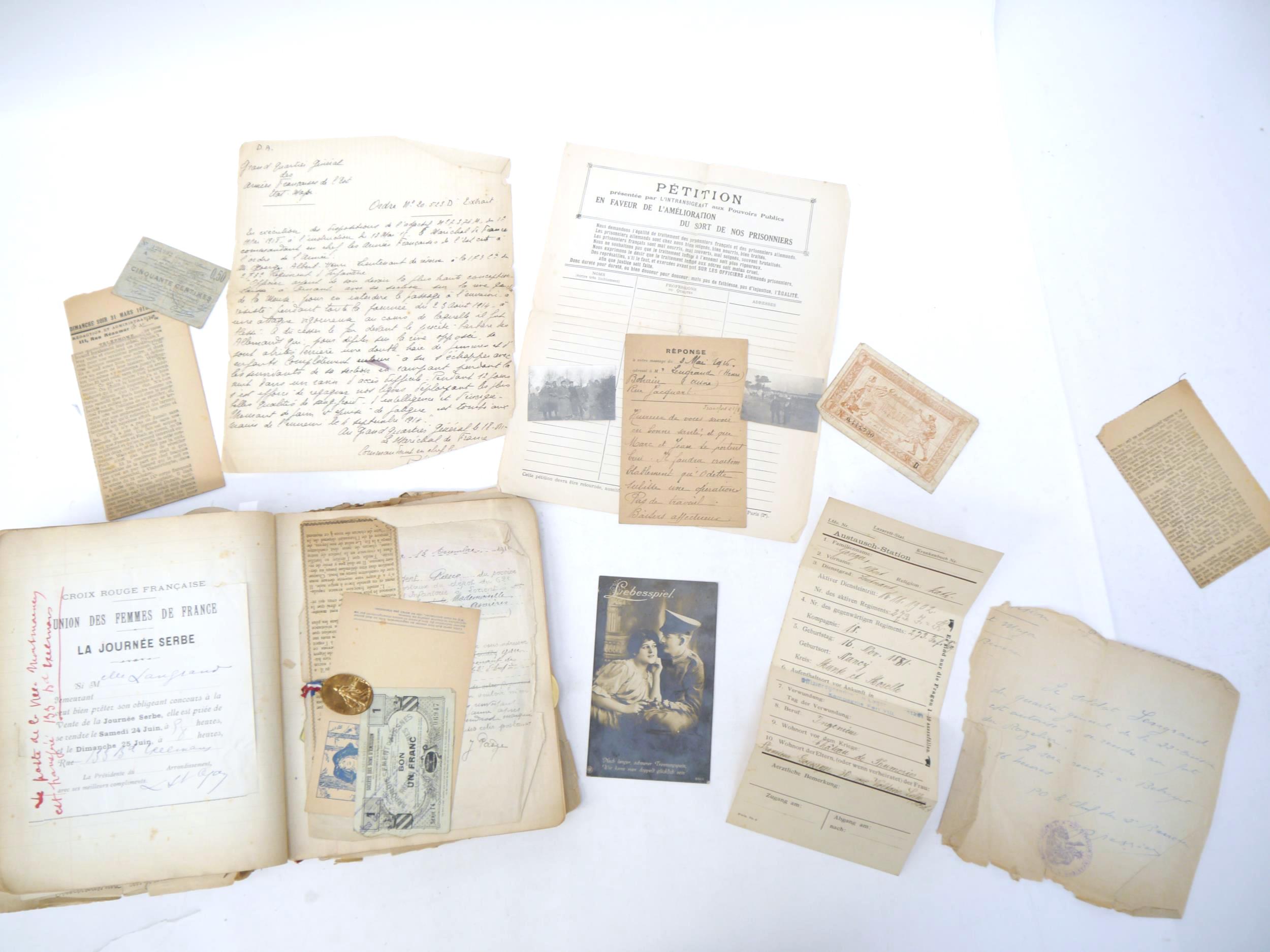 A World War 1 souvenir album containing photographs, postcards, manuscript pen & ink sketches and - Image 59 of 73