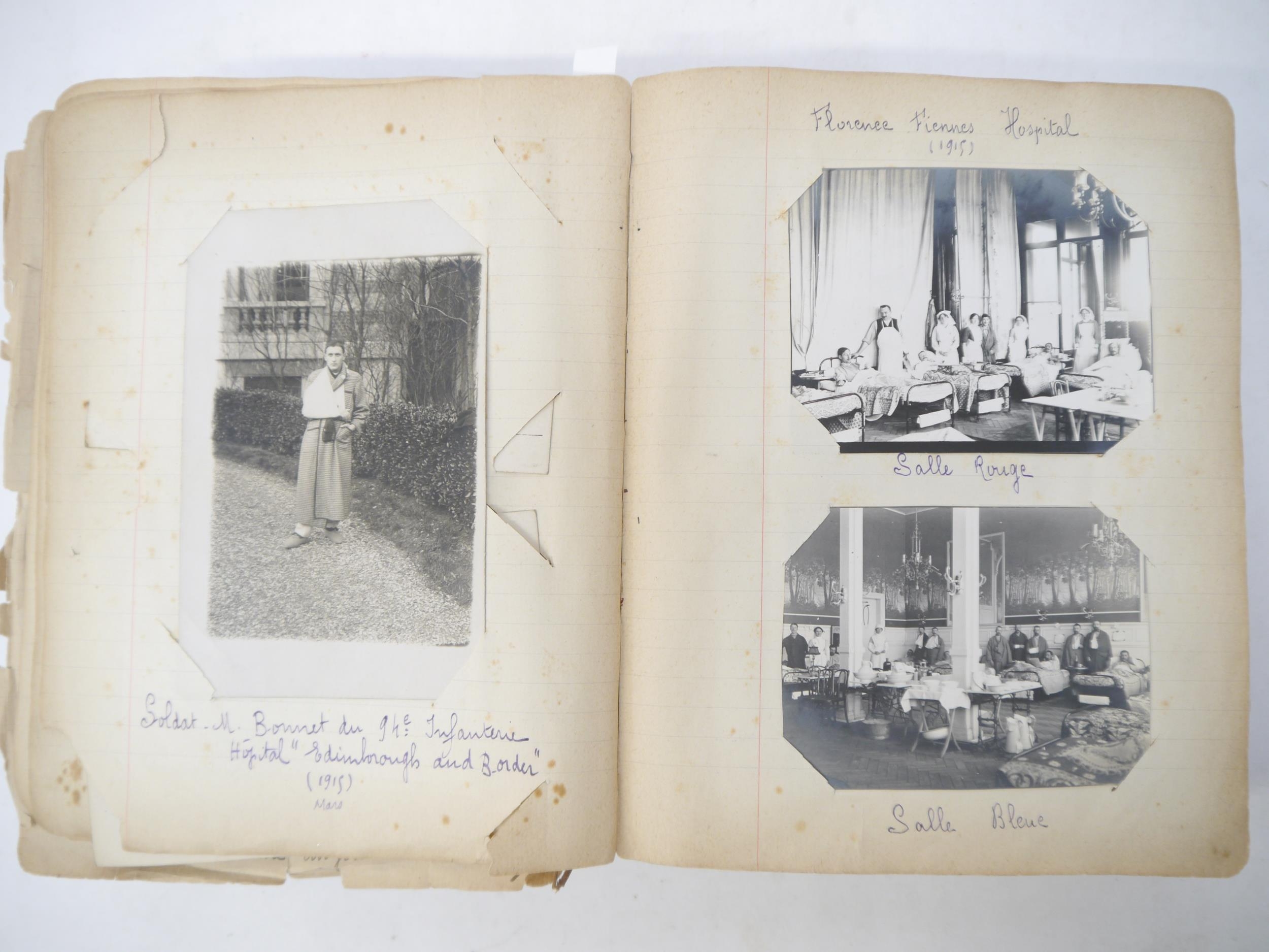A World War 1 souvenir album containing photographs, postcards, manuscript pen & ink sketches and - Image 6 of 73