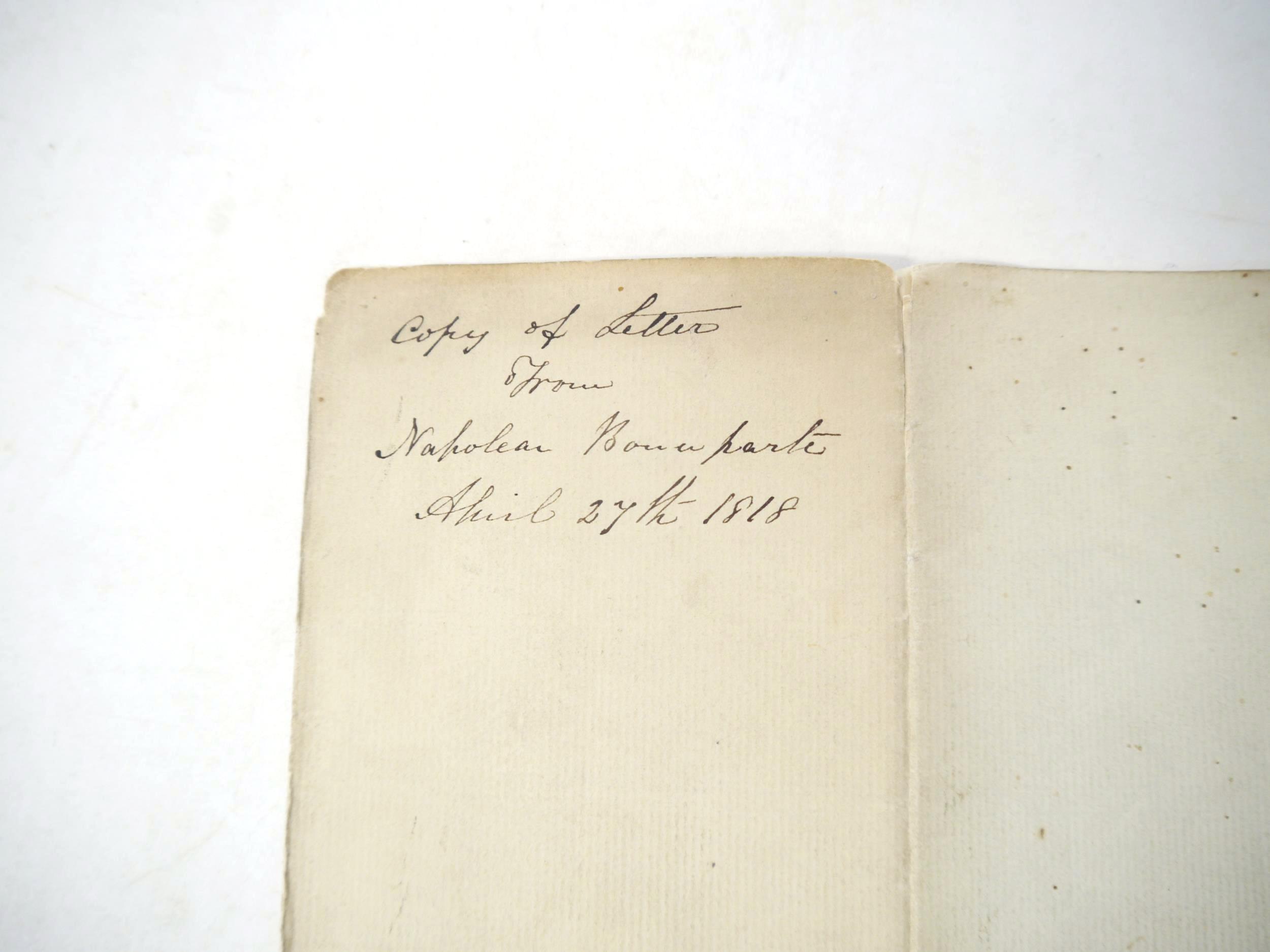 NAPOLEON ON ST HELENA, a collection of manuscript papers relating to the exile of Napoleon I (1769- - Image 44 of 91