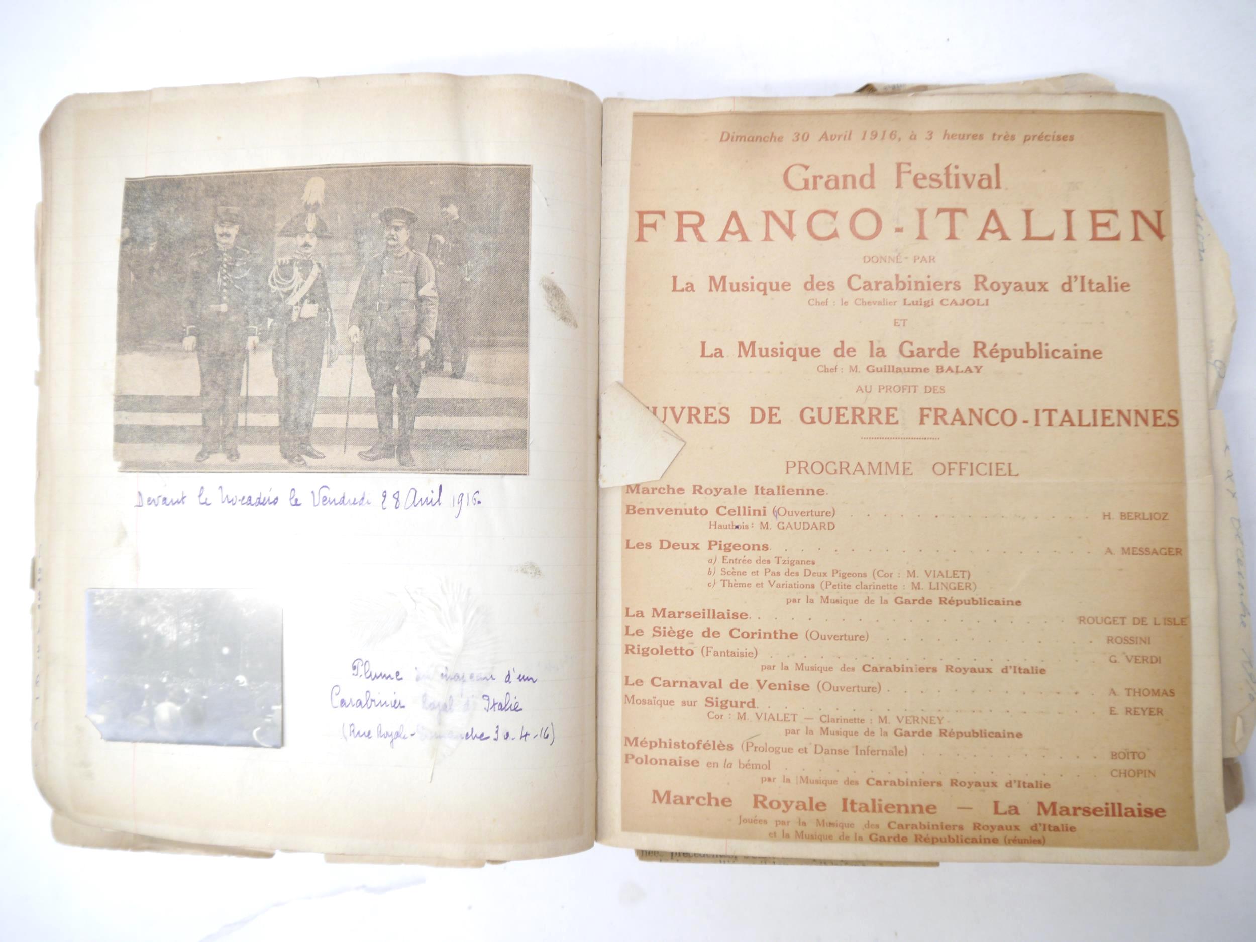 A World War 1 souvenir album containing photographs, postcards, manuscript pen & ink sketches and - Image 55 of 73